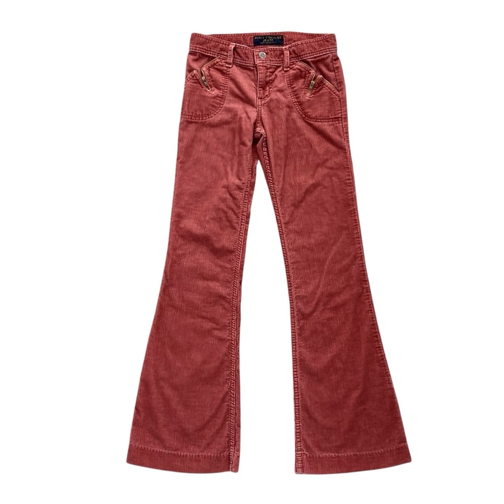 Vintage Juicy Couture Y2K Low Rise Chunky Coral Corduroy Flare Pants Rare Sample - Picture 2 of 16